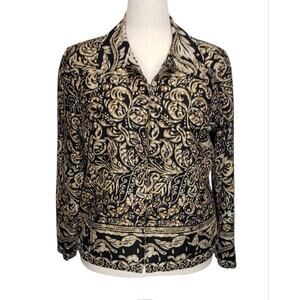 R·Q·T Baroque Scroll Linen‑Blend Jacket | Y2K Size 16